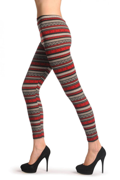 Red Grey & Black Jacquard Knit Print