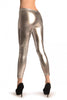 Silver Shiny Faux Leather Wet Look With Side Zip