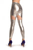 Silver Faux Leather Suspender Clip On Leggings