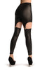 Black Faux Leather Suspender Clip On Leggings