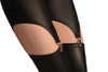 Black Faux Leather Suspender Clip On Leggings