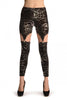 Silver Cobweb On Black Suspender Clip On Leggings (Halloween)