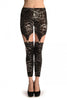 Silver Cobweb On Black Suspender Clip On Leggings (Halloween)