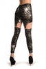 Silver Cobweb On Black Suspender Clip On Leggings (Halloween)