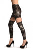 Silver Cobweb On Black Suspender Clip On Leggings (Halloween)