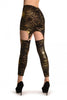 Gold Cobweb On Black Suspender Clip On Leggings (Halloween)