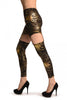 Gold Cobweb On Black Suspender Clip On Leggings (Halloween)