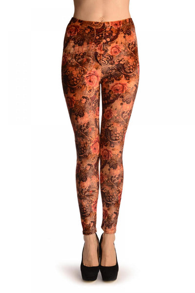 Velvet With Printed Terracotta Roses & Paisley