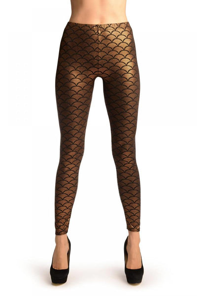 Brown Shiny Mermaid Scales Leggings