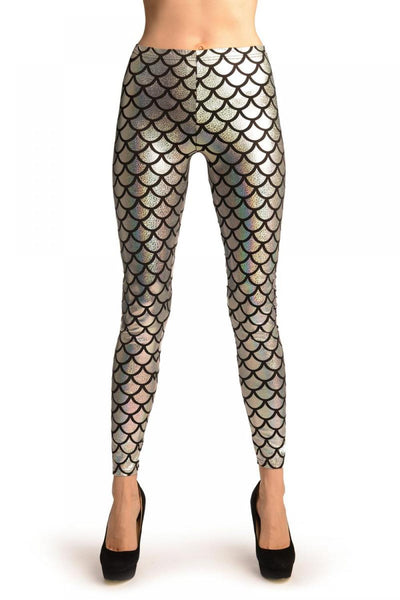 Silver Shiny Gloss Mermaid Scales Leggings