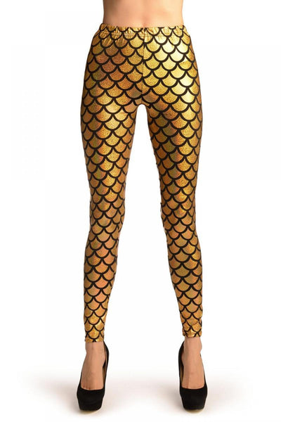 Gold Shiny Gloss Mermaid Scales Leggings