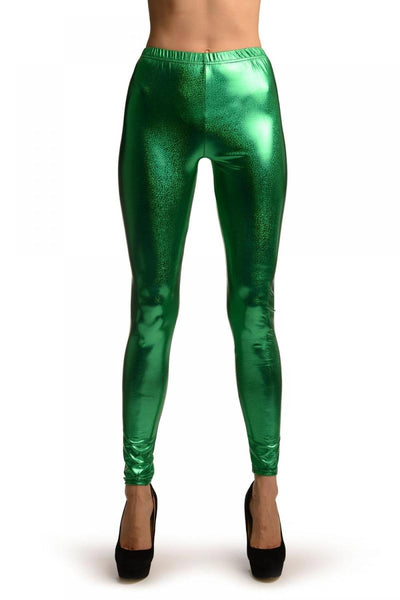 Green Shiny Gloss Sparkles Leggings