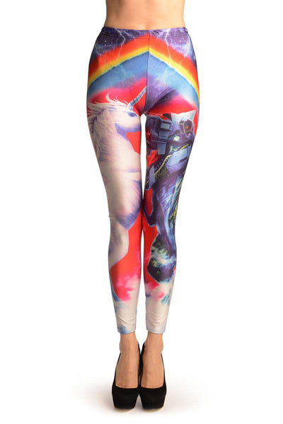 Rainbow Unicorn And Robot Leggings