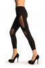 Black Cotton With Small And Medium Mesh Panels Leggings