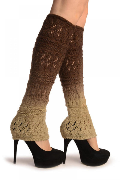 Beige & Brown Ombre Soft Knitted Lace
