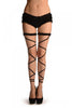 Black Elasticated Ribbon Leg Wrap & Lace Garter