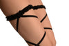 Black Elasticated Ribbon Leg Wrap & Lace Garter