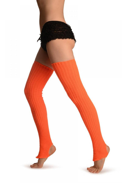 Neon Orange Stirrup Dance/Ballet Leg Warmers