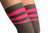 Grey With Pink Referee Stripes Stirrup Dance/Ballet Leg Warmers