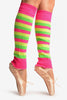Yellow, Green & Pink Neon Stripes Dance/Ballet Leg Warmers