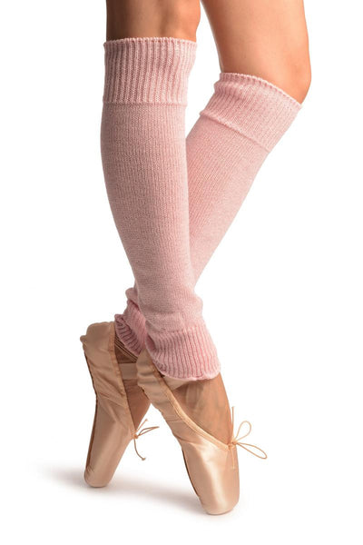 Baby Pink With Silver Lurex Dance/Ballet Leg Warmers