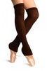 Brown Double Rib Stitch Dance/Ballet Leg Warmers