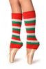 Green, Red And Lurex White Stripes Dance/Ballet Leg/Arm Warmers