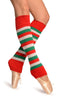 Green, Red And Lurex White Stripes Dance/Ballet Leg Warmers