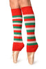 Green, Red And Lurex White Stripes Dance/Ballet Leg Warmers