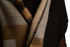 Large Grey, Beige & Black Colour Blocks Blanket Wrap (Poncho)