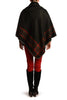 Black Square With Wide Stripe Fastening Blanket Wrap (Poncho)