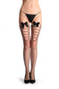 Large Mesh & Striped Panel Fishnet With Crystals & Black Bow
