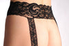 Nude Stockings With Black Seam & Black Lace Attached Suspender Belt