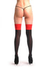 Black With Red Back Seam & Red Elasticated Top