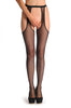 Black Lace Suspender Stockings With Lace Belt & Back Seam
