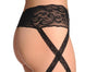 Nude Stockings With Black Criss Cross Garter Belt
