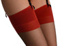 Black With Red Seam & Red Garter Retro Stockings