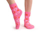 Pink With White & Red Circles Luxury Soft Feather Touch Bed Lounge Socks