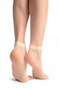 Cream Crochet Polka Lace Socks Ankle High