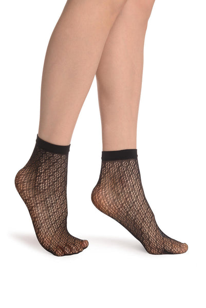 Black Crochet Polka Lace Socks Ankle High