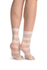 Striped White 20 Den Socks Ankle High