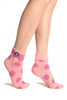 Large Polka Dot With Flip Bow & Kitty Pink Ankle High Cocks