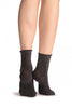 Versailles Pattern With Rolling Top on Dark Grey Ankle High Socks
