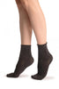 Versailles Pattern With Rolling Top on Dark Grey Ankle High Socks