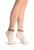 Cream With Around The Ankle Bow Ankle High Socks