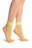 Neon Yellow Fishnet Ankle High Socks