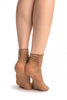 Beige Water Lilly With Comfortable Top Ankle High Socks