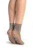 Grey Water Lilly With Comfortable Top Ankle High Socks