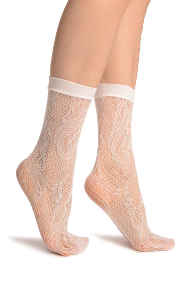 White Gladiolus Flowers Ankle High Socks