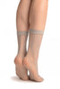 Grey Gladiolus Flowers Ankle High Socks